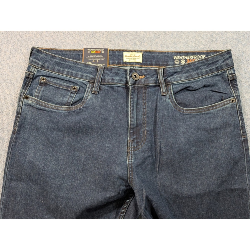 Weatherproof Vintage Mens 365MAX Relaxed Fit Jeans Dark Carolina Blue 34x34 NEW